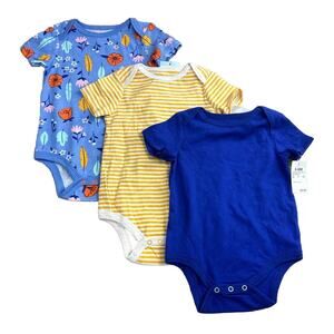 Cat & Jack Girls 3 Piece Bodysuit Set Size 3-6M Easygoing Blue Cotton Blend New